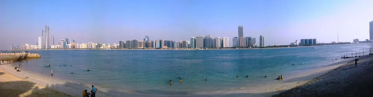 Abu Dhabi Corniche beach and skyline